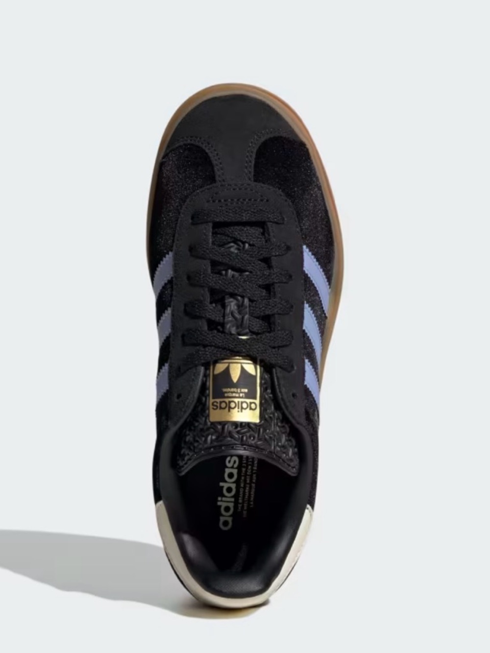 Adidas Gazelle Bold J Core Black Blue Spark Size 4.5 Y/6.5 Womens Velvet, NWB - Picture 11 of 15